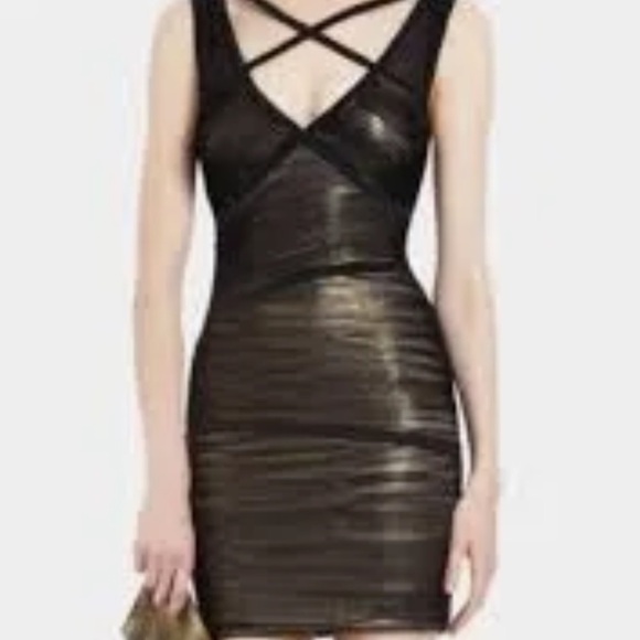 NWT BCBGmaxazria Sven Cross Strap Corseted Bandage Mini Dress - Picture 4 of 12